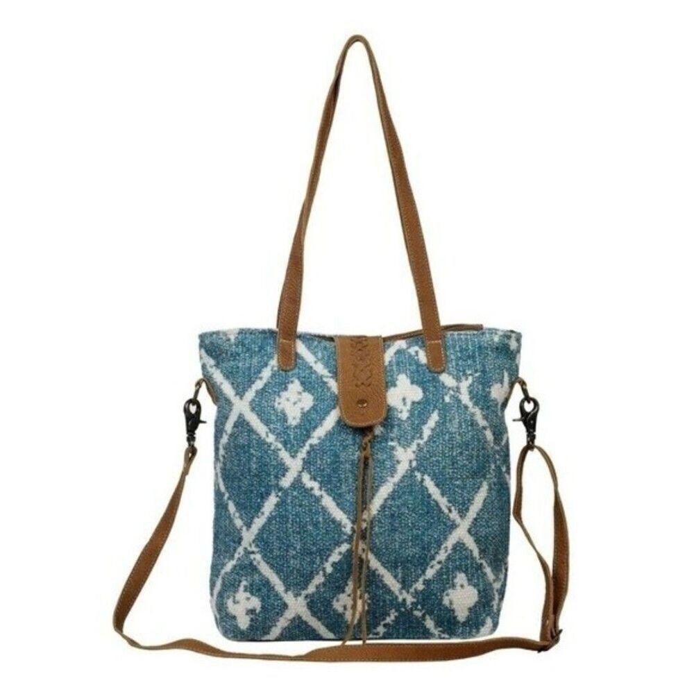 Myra Bag Handmade Beguile Shoulder Bag Upcycled Canvas & Cowhide Leather